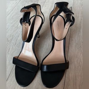Gianvito Rossi Portofino 85mm Sandal, Black leather, size 37.5